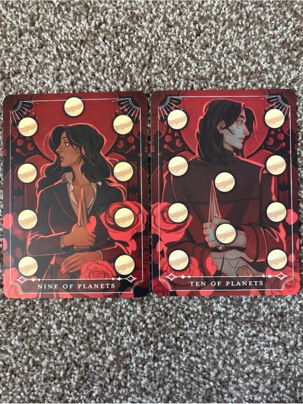fairyloot vampire academy nine of planets and ten of planets tarot cards